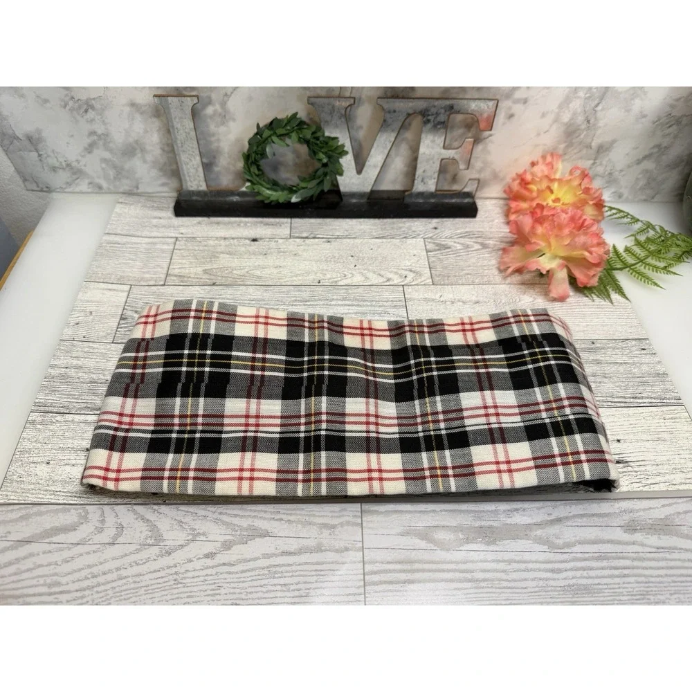 Vintage Cummerbund White Black Red Tartan‎ Plaid Cotton Adjustable to 44
